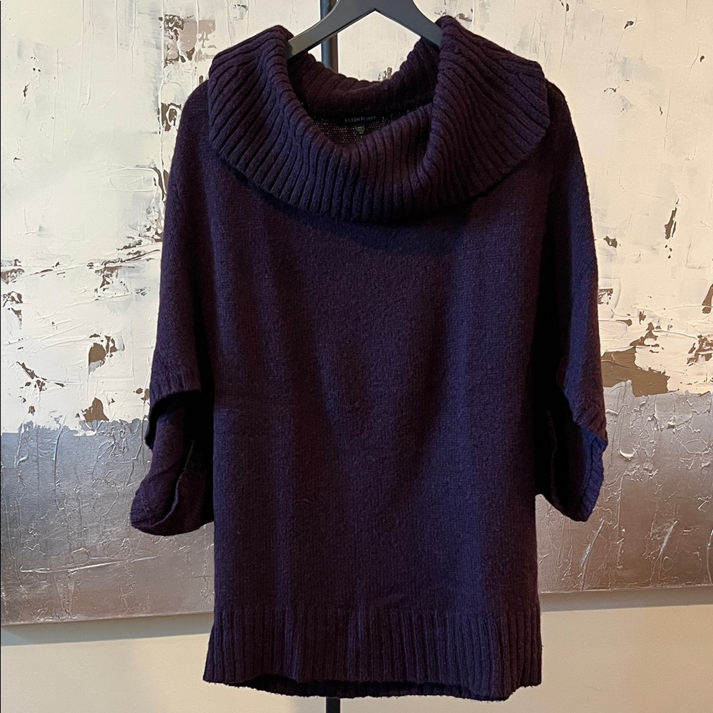 Elegant Dark Plum Women's Cowl Neck Sweater